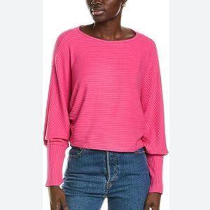 Velvet by Graham & Spencer Women's Pepper Boatneck Lux Rib Sweater in Hot Pink